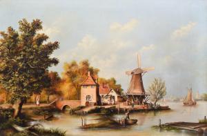 DOUGLAS T.K,Dutch river landscape,20th century,Peter Wilson GB 2018-09-12