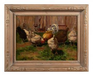 DOUGLAS Walter 1868-1948,Chickens Feeding,Hindman US 2022-01-13