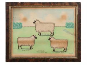 DOUSA Henry 1820-1900,Portrait of Three Sheep: Mable, Clem, and Hazel,1892,Hindman US 2023-11-03