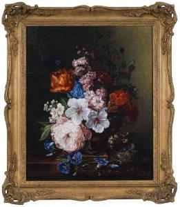 DOUST van Jan 1800-1800,Floral Still Life with Nest on a Table Top,Brunk Auctions US 2021-07-09