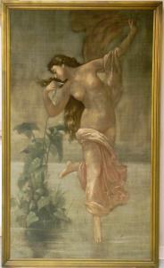 DOUTHITT J.F 1800-1800,semi nude woman in forest withlilies,Winter Associates US 2011-02-28