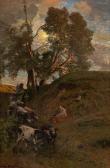 DOUZETTE Louis, Carl Ludwig 1834-1924,Landschaft mit Viehherde,1896,Ahrenshoop DE 2025-08-02