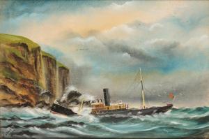 DOWDEN W 1800-1900,Steam Coaster in heavy seas,Duke & Son GB 2019-07-18