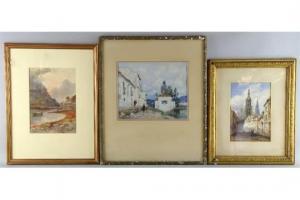 DOWERAKER A.M 1920-1940,Continental village scene,Ewbank Auctions GB 2015-09-23