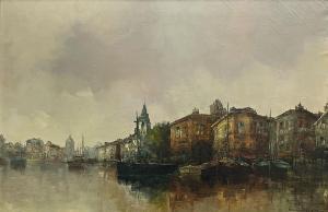 DOZEMAN Roel 1924-1988,Amsterdam Canal Scene,Duggleby Stephenson (of York) UK 2023-07-28