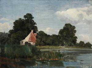 DRACHMANN Holger 1846-1908,A fisherman's cottage at a lake,1867,Bruun Rasmussen DK 2024-03-25