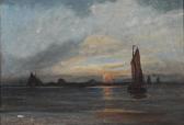 DRACHMANN Holger 1846-1908,Seascape with a sunset near Helgoland,1892,Bruun Rasmussen DK 2023-10-09