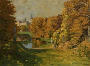 DRAEWING Peter Paul 1876-1940,Park mit Schloss im Herbst,Wendl DE 2020-03-05