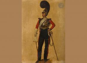 DRAHONET Alexandre J. Dubois,Portrait d'un officier des LIFE-Guards Carton (LEG,Ader 2022-12-20