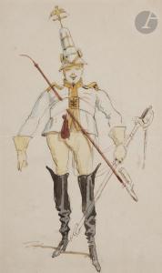 DRANER Jules Renard 1833-1926,Caricature de militaire - La Grande Duchesse de Gé,Ader FR 2021-10-06