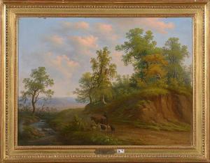 DRDACKI Edward 1847-1885,Berger et son troupeau sur fond de paysage,1873,VanDerKindere BE 2021-04-20