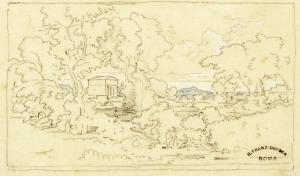 DREBER Heinrich 1822-1875,Blick auf den Monte Cavo - Ideallandschaft mit Tem,Zofingen CH 2019-11-14