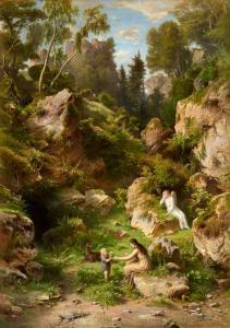 DREBER Heinrich,Waldlandschaft mit Genoveva und dem Schutzengel,1862-1869,Lempertz 2019-05-18