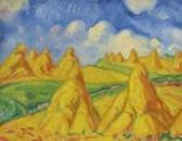 DREHER Richard Eduard 1878-1932,Landschaft mit Heugarben,1915,Ostdeutsche DE 2017-05-13