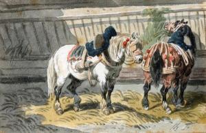 DRESDA SCHOOL,Deux chevaux de trait à l'écurie,Art Richelieu FR 2015-07-03