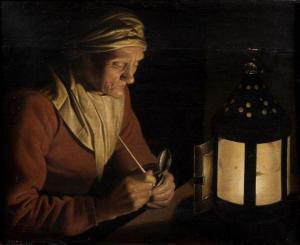 DRESDA SCHOOL,Vieille femme à la lanterne,Artcurial | Briest - Poulain - F. Tajan FR 2012-06-19