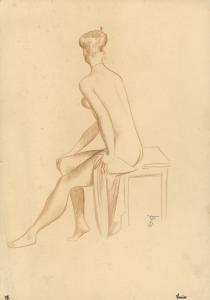 DRESSLER August Wilhelm 1886-1970,Seated female nude,Nagel DE 2024-02-07