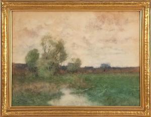 DRESSLER Edward James 1859-1907,Meadow with tree and distant house,1896,Eldred's US 2014-06-07