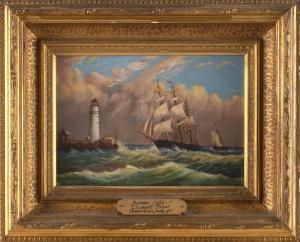 DREW Clement 1806-1889,Ship off Boston Light,Eldred's US 2023-04-07