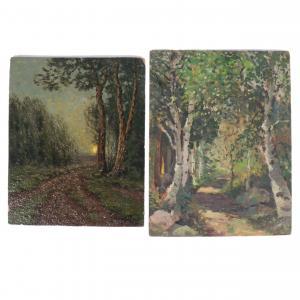 DREW George W. 1875-1968,Moon Rise / wooded path landscape,Ripley Auctions US 2025-03-22
