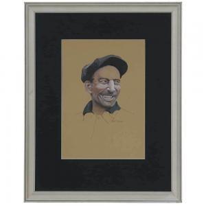 DREW John 1900-1900,Smiling Man Wearing Cap,1934,Brunk Auctions US 2017-07-22