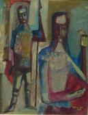 DREW William 1928-1984,"Two tribesmen",oil on board, signed and dated 1,1956,Moore Allen & Innocent 2008-10-24