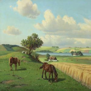 DREWS Kai 1884-1964,Grazing horses and cows,1936,Bruun Rasmussen DK 2014-04-28