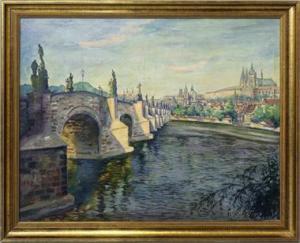 DREYER F 1900-1900,Blick über die Moldau auf Karlsbrücke und Prag,1946,Reiner Dannenberg 2020-03-19