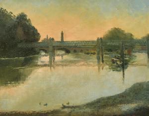 DRING James 1905-1985,A river landscape with bridges,John Nicholson GB 2022-08-03