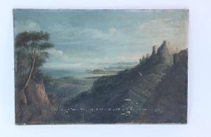 DRIVER H.D,Castle, rocks and cliffs in foreground,Simon Chorley Art & Antiques GB 2013-10-28