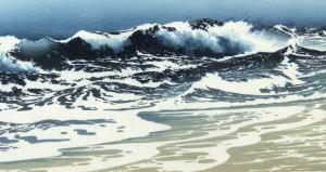 DROEGE Oscar 1898-1983,waves crashing on the shore,Rosebery's GB 2011-12-13