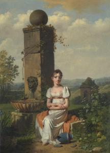 DROLLING Martin 1752-1817,Portrait of a young woman, seated, near a fountain,Christie's 2022-01-27