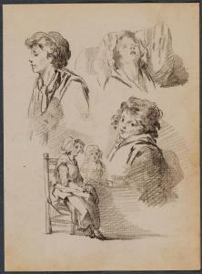 DROLLING Martin 1752-1817,Study sheet of a boy and two other figures,Galerie Koller CH 2022-09-23