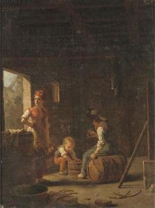 Michel-Martin Drolling - A Peasant Couple With A Child In A Barn