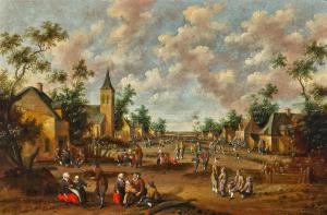 DROOCHSLOOT Joost Cornelisz 1586-1666,A village scene with numerous figures in a s,Palais Dorotheum 2023-12-15