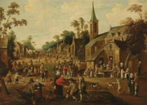 DROOGSLOOT Cornelis,A village kermis with merry making peasants,1660,Palais Dorotheum 2023-10-25