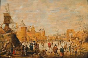 DROOGSLOOT Cornelis,Skaters on a frozen canal with fortifications,Palais Dorotheum 2023-05-03