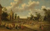 DROOGSLOOT Cornelis 1630-1673,Village scene with figures,1661,Galerie Koller CH 2017-03-31