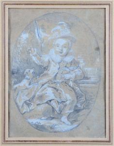DROUAIS Hubert 1699-1767,Portrait d'enfant au chien,De Maigret FR 2023-06-09