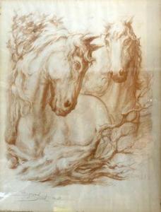 Druet Bernard 1935-2012,Etudes de chevaux,Loizillon FR 2021-10-12