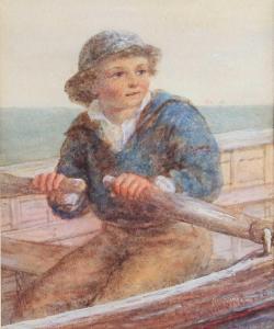 DRUMMOND James 1816-1877,Boy in rowing boat,1870,Tennant's GB 2023-07-21