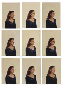 dryden goodwin 1971,Portrait of a young woman wearing blue,Sworders GB 2023-12-03