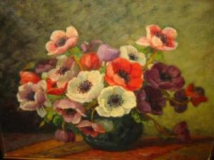 DU BRUCQ L,Still Life with Anemones in a Green Vase,Hartleys Auctioneers and Valuers GB 2009-03-11