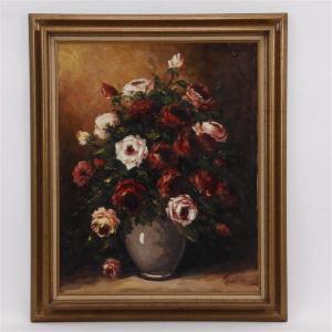 Du Pre Maurice,Floral still life with roses,1930,Ripley Auctions US 2017-11-11