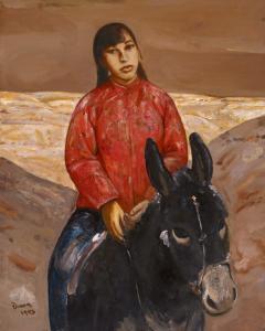 DUAN ZHENGQU 1958,WOMAN RIDING A DONKEY,1993,Cheng Xuan CN 2009-11-23