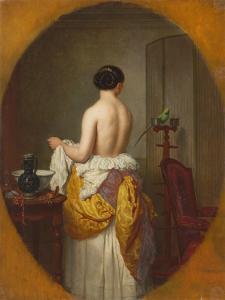 DUBASTY Adolphe Henri 1814-1884,Lady and collared parakeet,Villa Grisebach DE 2023-06-01