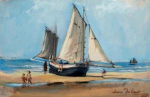 DUBAUT Jane 1885-1970,Bateaux sur la plage,1931,Neret-Minet FR 2015-06-29