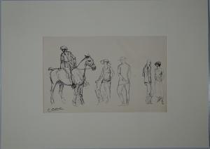 DUBAUT Pierre Olivier 1886-1968,Cavalier près des élégants,Tradart Deauville FR 2024-03-29