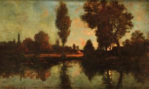DUBOIS Arsène 1800-1900,Paysage à l’’’’étang,1879,Osenat FR 2014-07-06