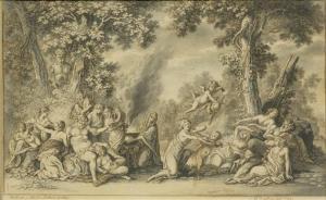 DUBOIS Chretien,Arcadian landscape with Bacchus, Maenads and satyr,Galerie Koller 2013-09-16